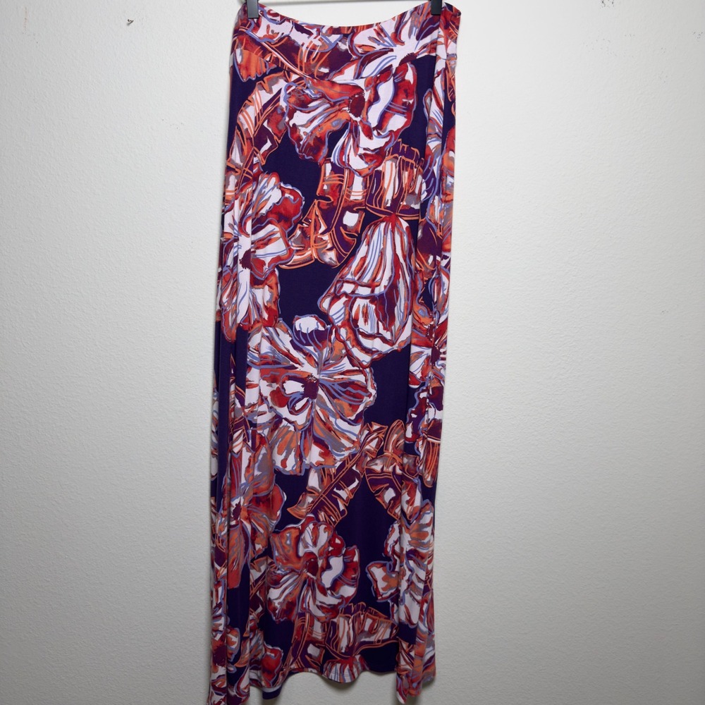 Tommy Bahama Women Brushstroke Bloom Maxi Skirt Large Tropical Floral Knit‎
